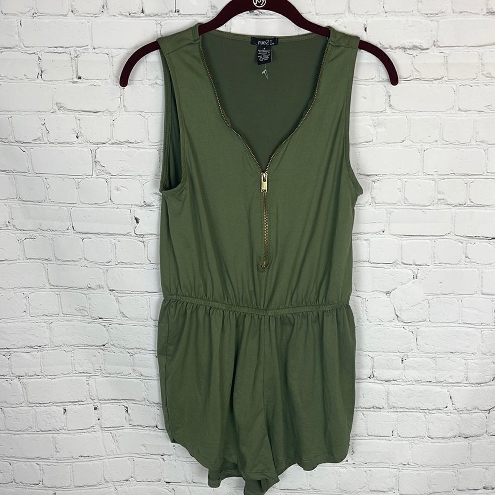 Rue21 Olive Zip Up Romper
